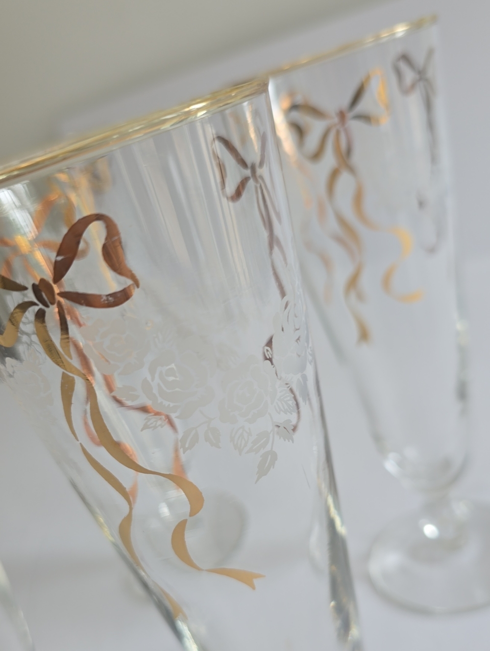 Vintage Libbey Set Of 4 Rose Classic Pilsner Glasses Flutes - Picture 9 of 14